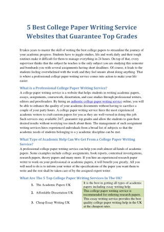 5 Best College Paper Writing Service Websites that Guarantee Top Grades