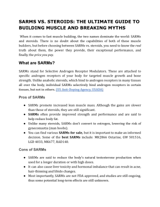 SARMs vs. Steroids: Which Is Better for Muscle Growth and Performance