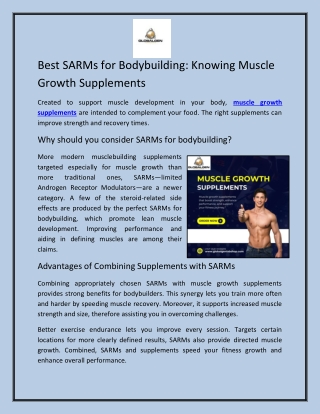 Best SARMs for Bodybuilding Knowing Muscle Growth Supplements