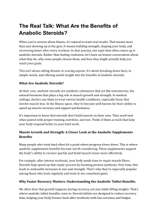 Top Benefits of Anabolic Steroids for Bodybuilding and Performance