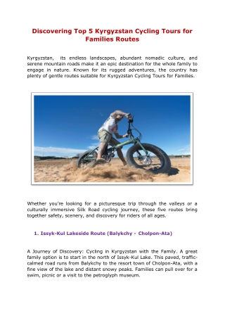 Discovering Top 5 Kyrgyzstan Cycling Tours for Families Routes