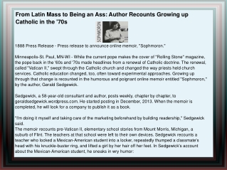 From Latin Mass to Being an Ass: Author Recounts Growing up