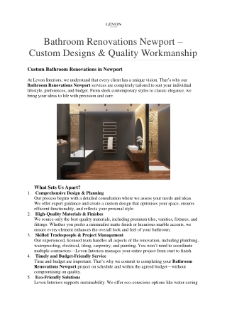 Bathroom Renovations Newport