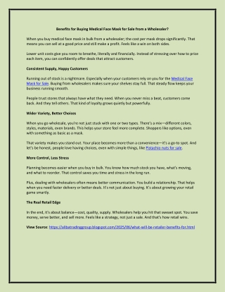 Benefits for Buying Medical Face Mask for Sale from a Wholesaler