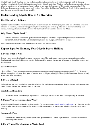 Expert Tips for Planning Your Myrtle Beach Holiday