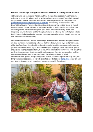 Garden Landscape Design Services in Kolkata Crafting Green Havens