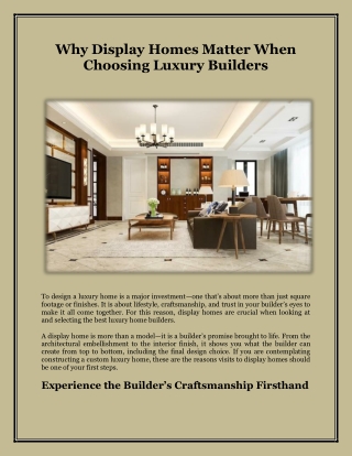 Why Display Homes Matter When Choosing Luxury Builders
