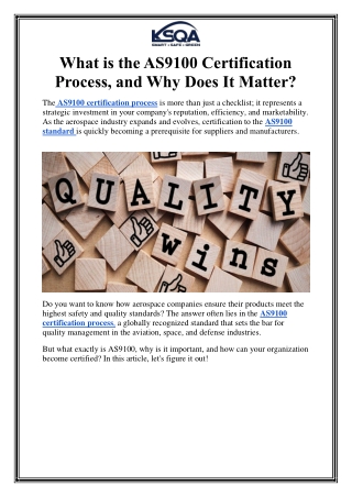 What is the AS9100 Certification Process, and Why Does It Matter