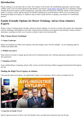 Family-Friendly Options for Desert Trekking: Advice from Atlanta's Experts