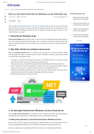 Dịch vụ cho thuê Cloud Server Windows uy tín