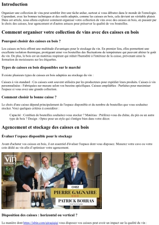 Comment organiser votre collection de vins avec des caisses en bois