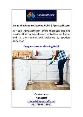 Deep Washroom Cleaning Hubli Apnastaff.com