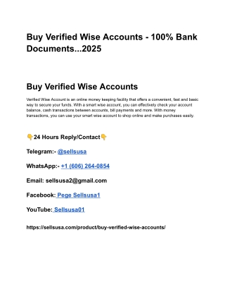 Buy Verified Wise Accounts - 100_ Bank Documents
