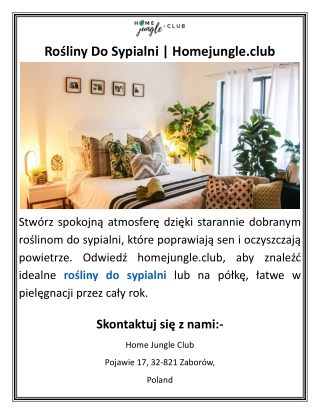 Rośliny Do Sypialni Homejungle.club