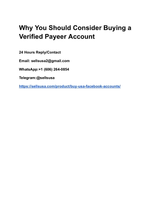 Why You Should Consider Buying a Verified Payeer Account