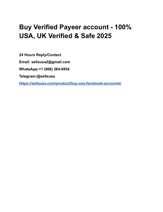 Buy Verified Payeer account - 100_ USA, UK Verified & Safe 2025