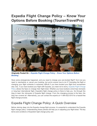 Expedia Flight Change Policy – Know Your Options Before Booking (ToursnTravelPro)