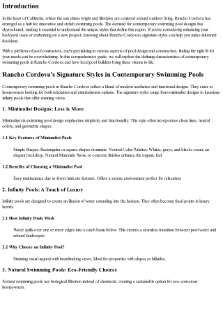 Rancho Cordova’s Signature Styles in Contemporary Swimming Pools