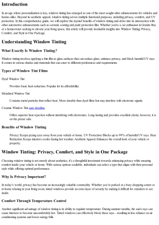 Window Tinting: Privacy, Comfort, and Style in One Package