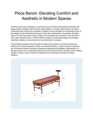Ploce Bench_ Elevating Comfort and Aesthetic in Modern Spaces