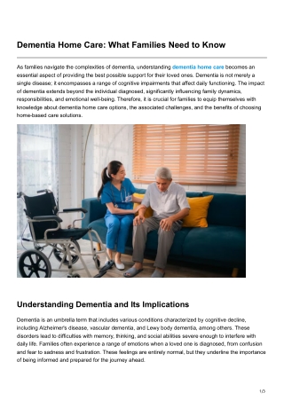 Dementia Home Care What Families Need to Know