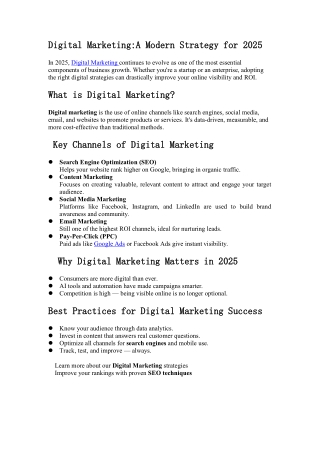 Digital Marketing in 2025: Strategies, SEO, and Growth Insights