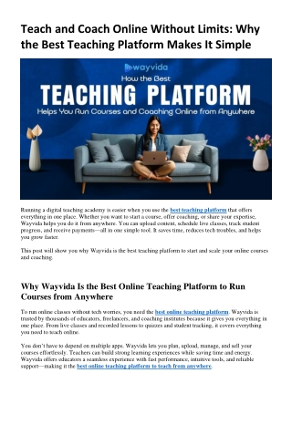Teach and Coach Online Without Limits