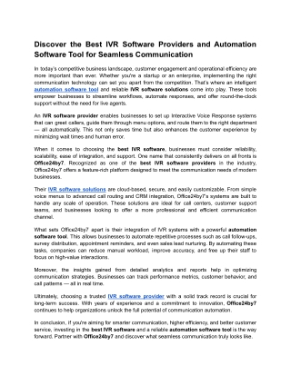 Discover the Best IVR Software Providers and Automation Software Tool for Seamless Communication