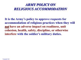 ARMY POLICY ON RELIGIOUS ACCOMMODATION