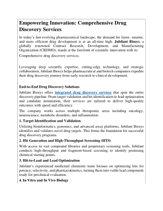 Empowering Innovation - Comprehensive Drug Discovery Services