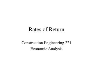 Rates of Return