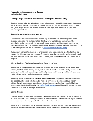 Craving Curry? This Indian Restaurant in Da Nang Will Blow You Away