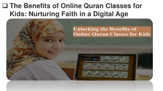 Benefits of Online Quran Classes for Kids Nurturing