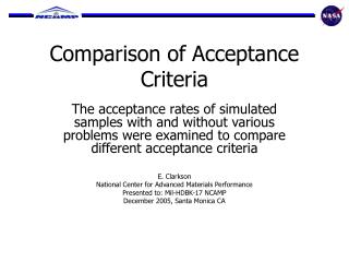 Comparison of Acceptance Criteria