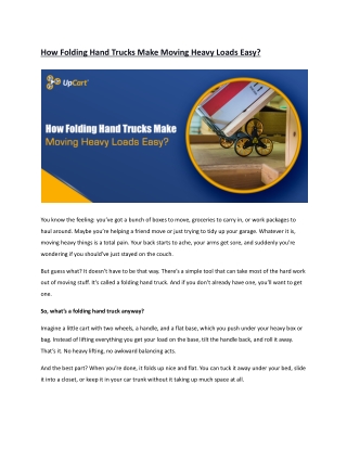 How Folding Hand Trucks Make Moving Heavy Loads Easy?