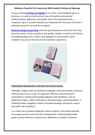 Making a Powerful First Impression With Quality Printing and Signange