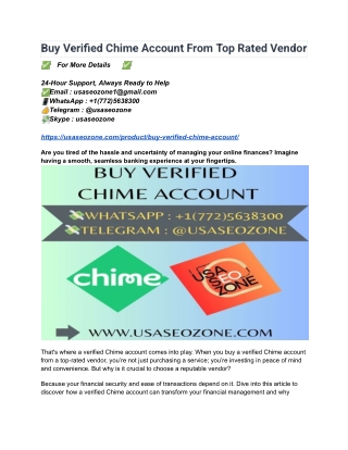 Buy Verified Chime Account From Top Rated Vendor