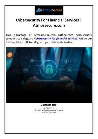 Cybersecurity For Financial Services | Atmossecure.com