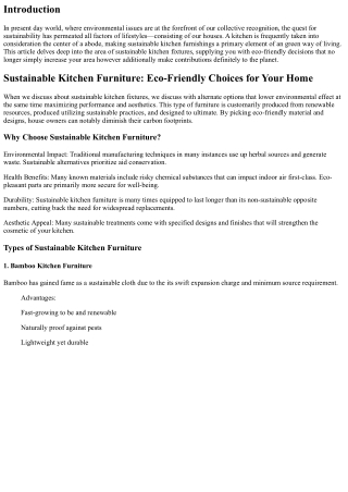 Sustainable Kitchen Furniture: Eco-Friendly Choices for Your Home