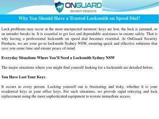 Why You Should Have a Trusted Locksmith on Speed Dial?