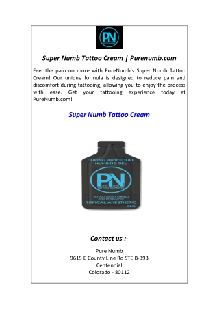 Super Numb Tattoo Cream  Purenumb.com