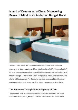 Island of Dreams on a Dime Finding Serenity in a Budget Hotel in Andaman