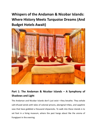 Whispers of the Andaman & Nicobar Islands Where History Meets Turquoise Dreams