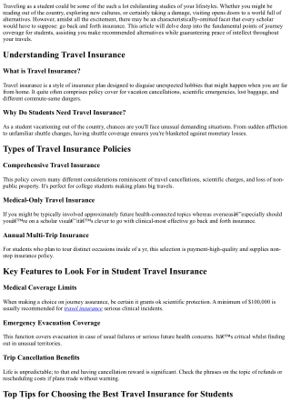 Top Tips for Choosing the Best Travel Insurance for Students