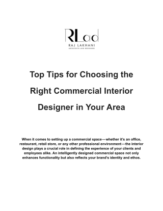 Top Tips for Choosing the Right Commercial Interior Designer in Your Area