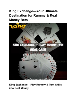 King Exchange—Your Ultimate Destination for Rummy & Real Money Bets