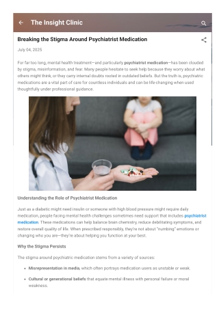 Breaking the Stigma Around Psychiatrist Medication
