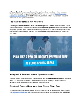Top-Quality Turf, Unmatched Sports Experience – Only at Venus Sports Arena