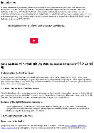Nitin Gadkari's Strategic Move: How the Delhi-Dehradun Expressway is Redefining
