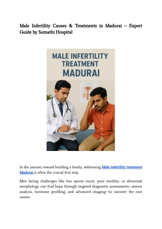 Male Infertility Causes & Treatments in Madurai – Expert Guide by Sumathi Hospital